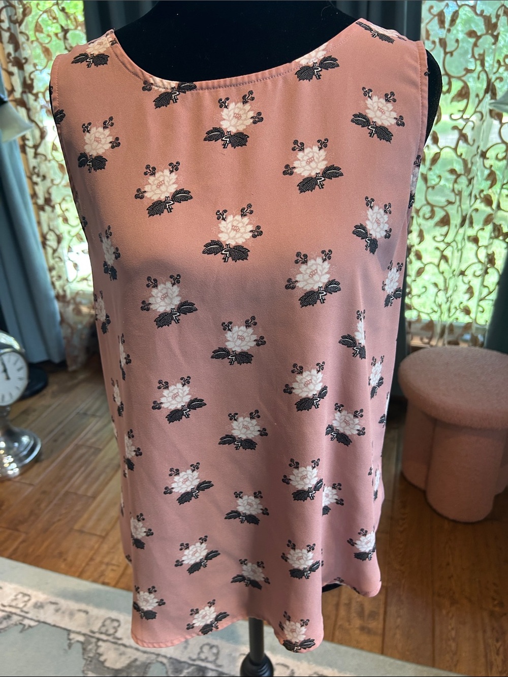 LOFT Pink Floral Sleeveless Tank
